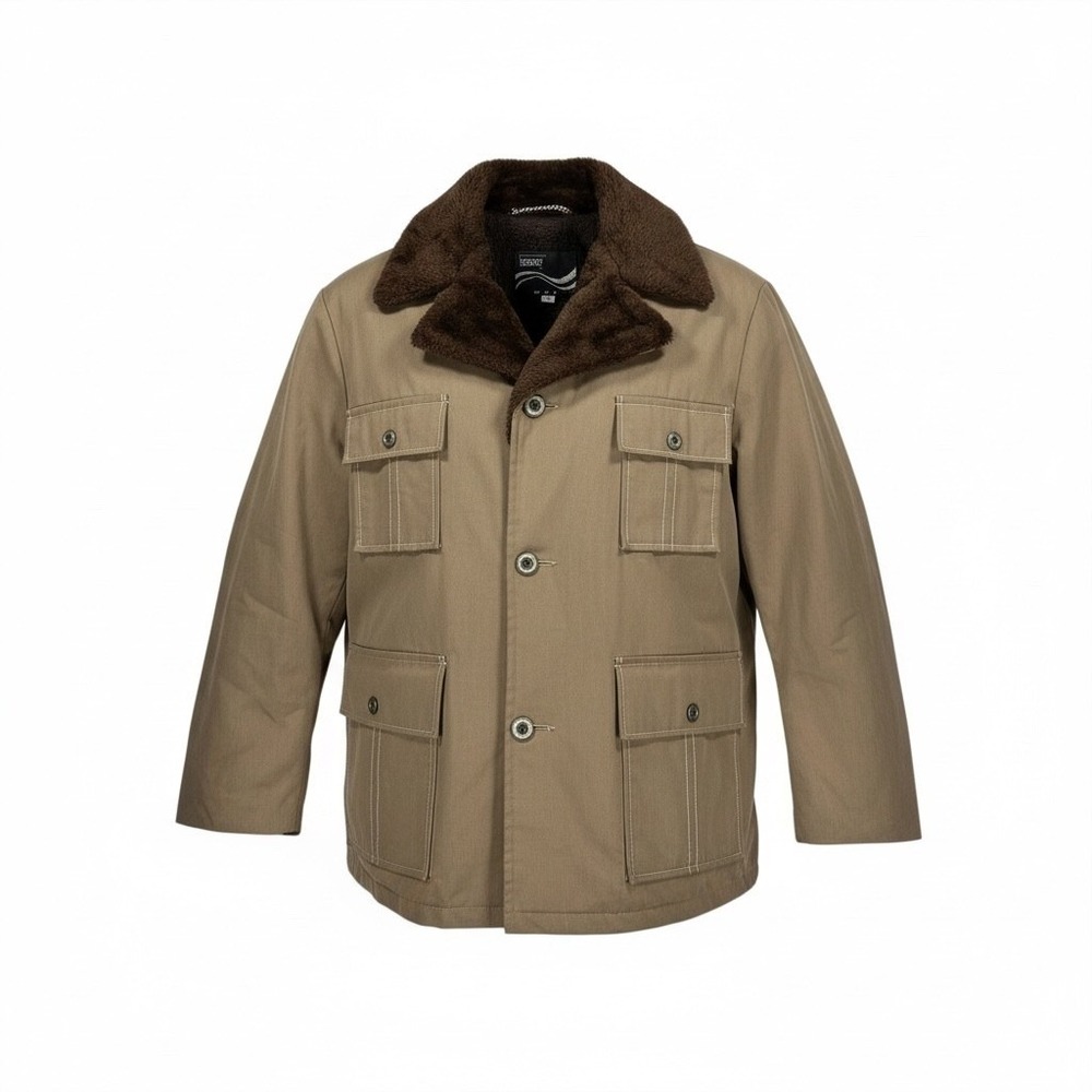 Vintage 70s Montgomery Ward Wamsutta Storm-Plus Field Jacket Faux Fur Tan 52